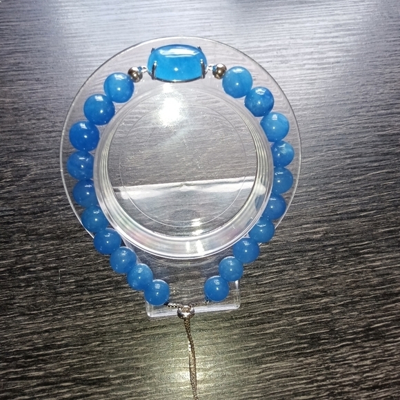 Azure Beaded Bracelet with Silver Accents - Picture 1 of 14